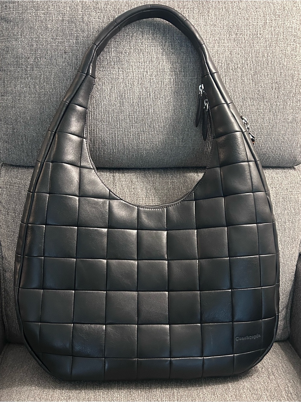 Coachtopia Alter/Ego Large Crescent Shoulder Bag in Black Leather